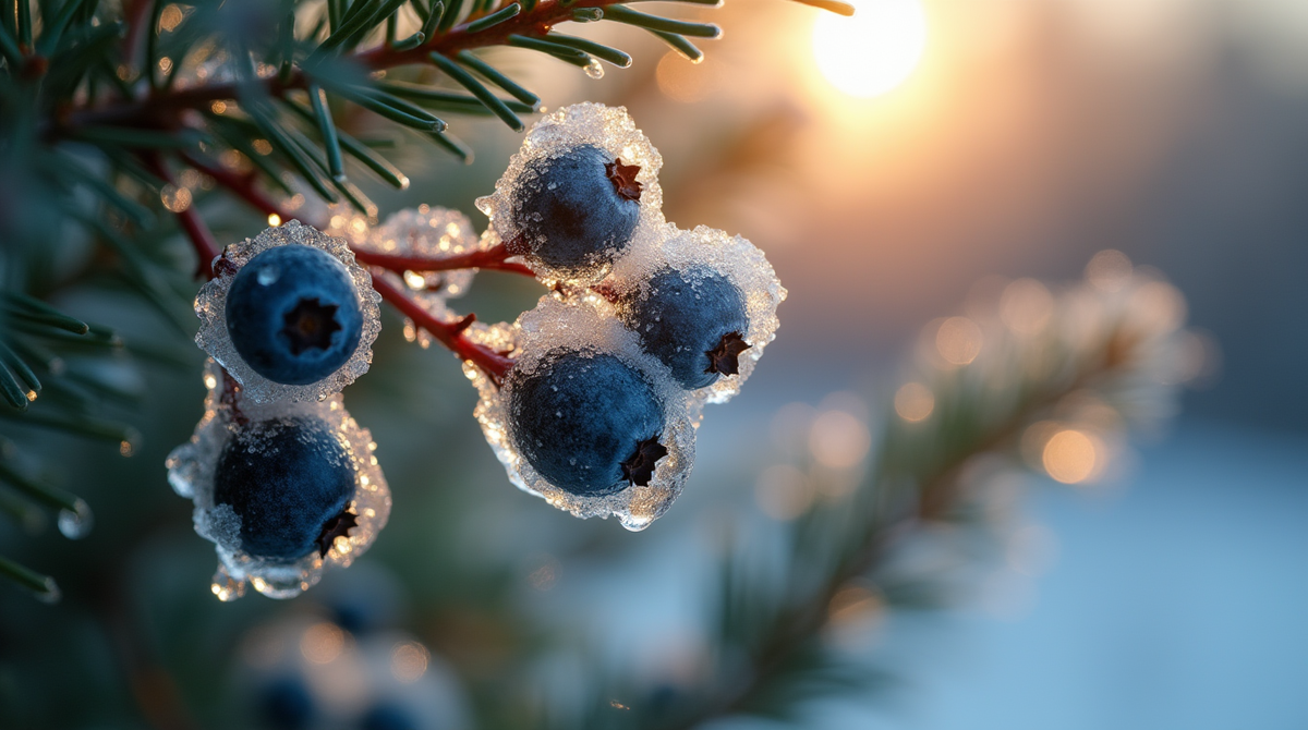 Оставшиеся ягоды голубики зимой