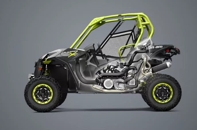 Так выглядит V-образый мотор с турбиной. Обратите внимание на форму коллектора и на расположением интеркулера. Где все это разместить в раме квадроцикла? Фото из открытых источников