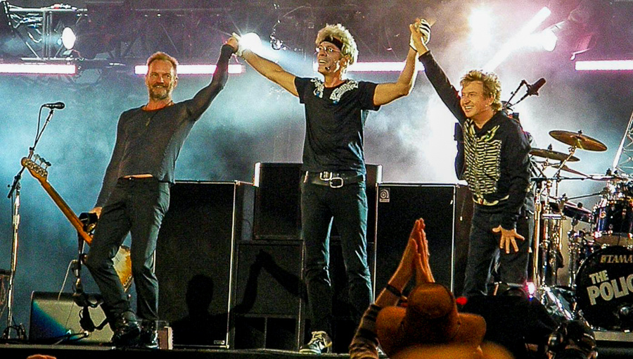 Стинг, Стюарт Коупленд и Энди Саммерс во время реюниона в 2008 году (Источник: Pete Still / Redferns / Getty)