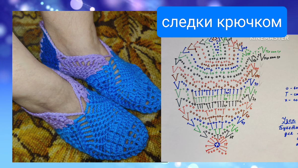 Для вязания использовала остаточки акриловой пряжи /в 100 гр.300м/ и крючок № 3,5.Следки подойдут на 24-25 разм.Расход пряжи 50гр./Можно такие следки связать на любой размер/.