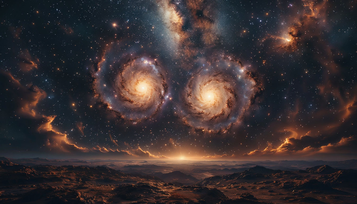 На изображении слияние двух галактик 