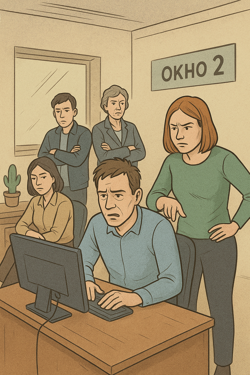 Они втроем уставились в экран, образуя живой щит против моей простой, казалось бы, просьбы. Они кликали, перезагружали, входили в какие-то служебные меню с паролями из двенадцати символов, взывали к администратору баз данных