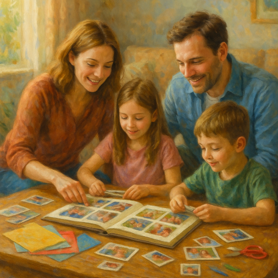 Совместное создание семейного фотоальбома или коллажа