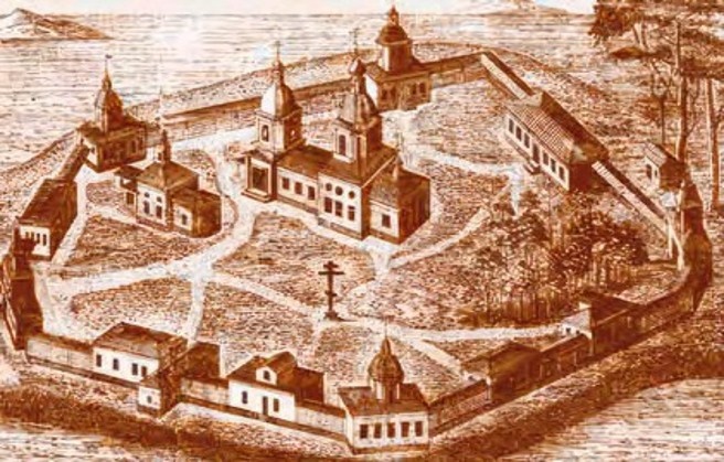 Кожеозерский монастырь. Гравюра XIX века