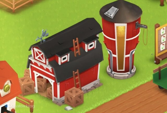    Силосная башня и амбар в Hay Day