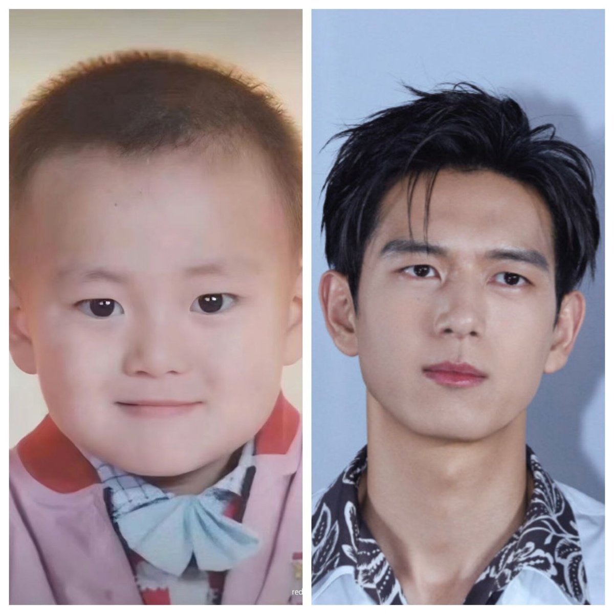 Ли Сянь в детстве и сейчас.