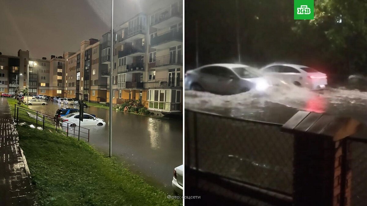      Из-за    ливня в Калининграде затоплены дороги