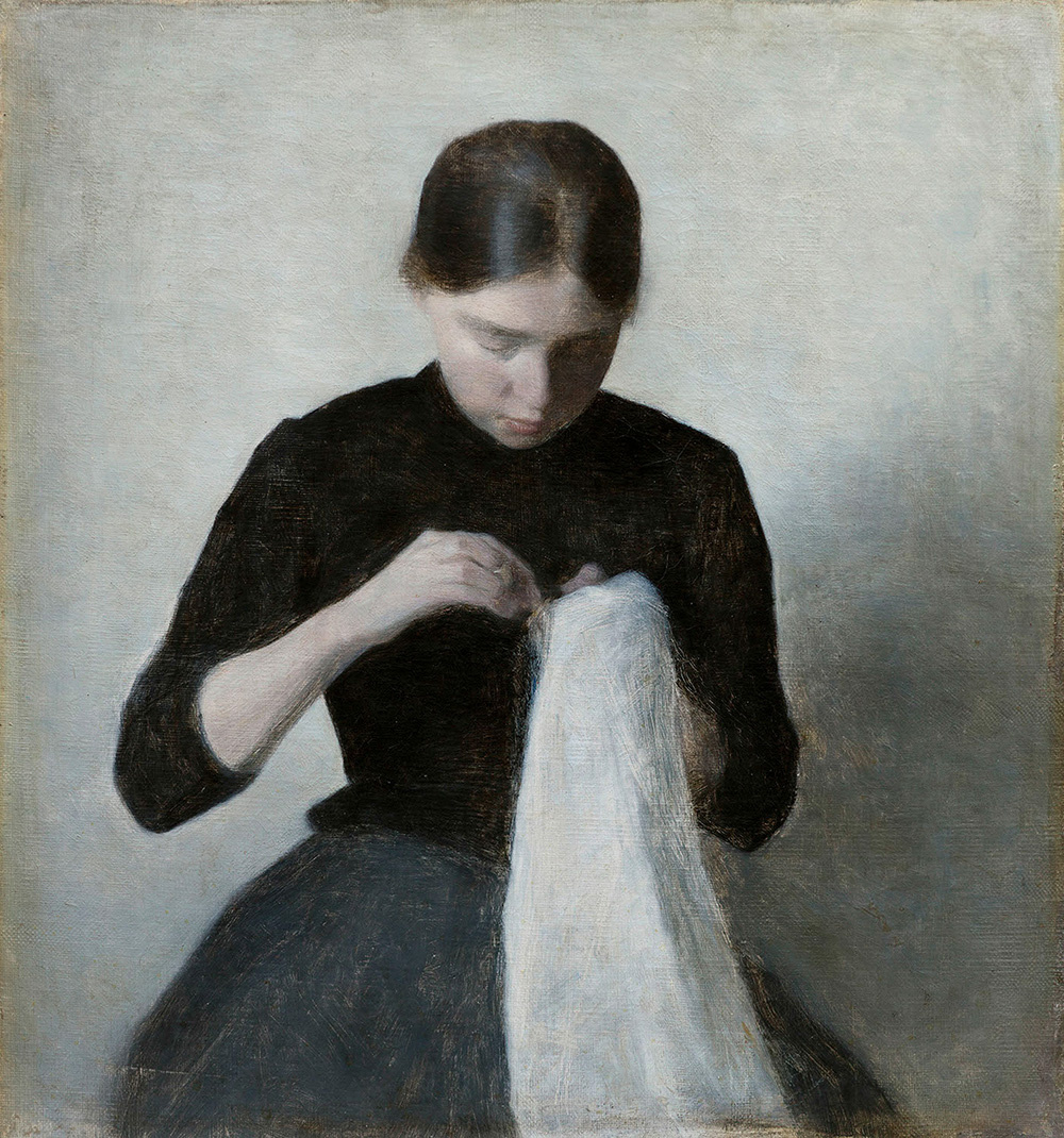 Вильгельм Хаммерсхёй «Молодая шьющая девушка»