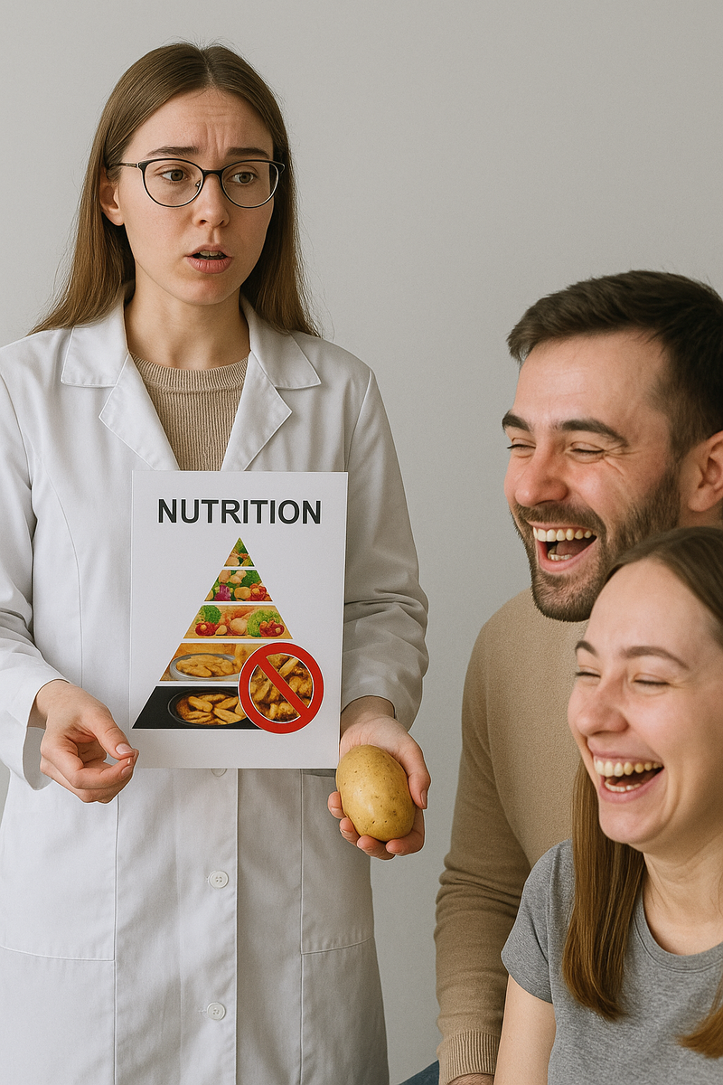 диетолог рассказывает про вред жареной картошки, а люди смеются над ней