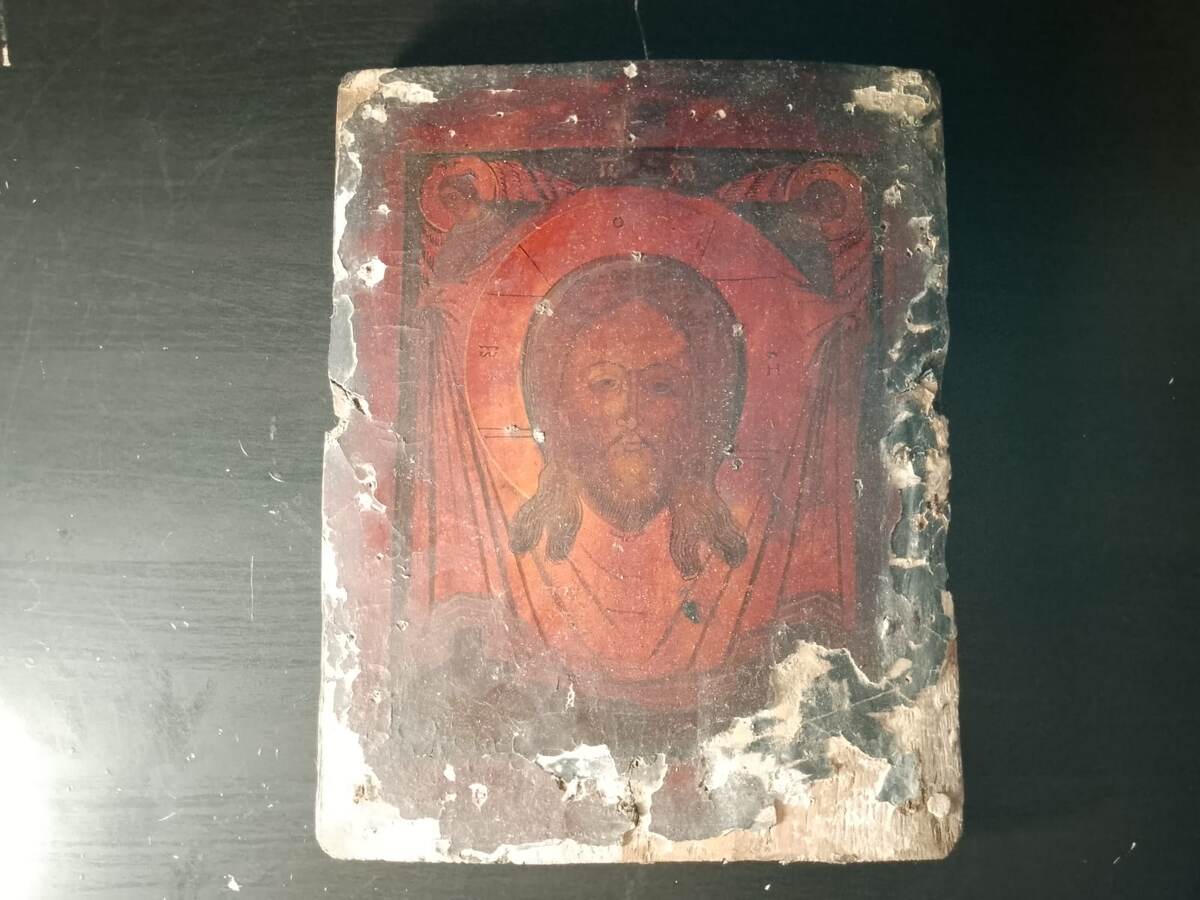 Состояние иконы Спас Нерукотворный до реставрации. Фото автора
