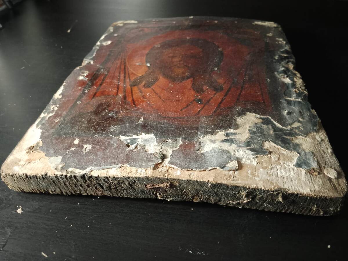 Состояние иконы Спас Нерукотворный до реставрации. Фото автора