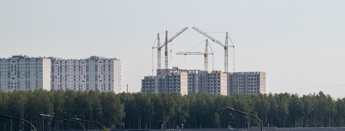   Перспектива Шафировского проспекта в Красногвардейском районе Петербурга на фоне стройки новых жилых кварталов в районе крематория, архивное фото для иллюстрации. Автор фото: Михаил Тихонов / "Деловой Петербург"