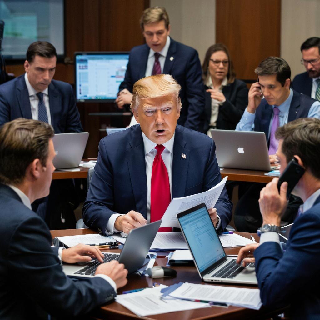 Президент США Дональд Трамп. Изображение сгенерировано с помощью нейросети.