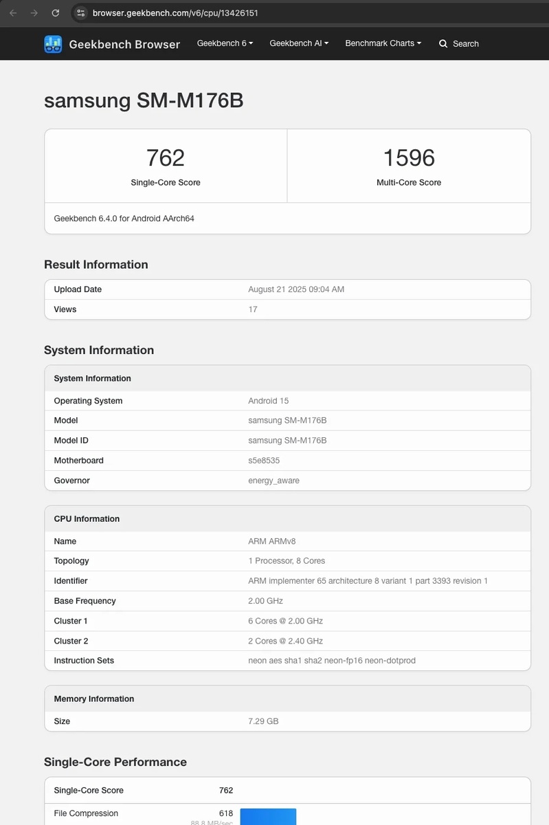    Характеристики Samsung Galaxy F17 5G и M17 5G раскрыты бенчмарком