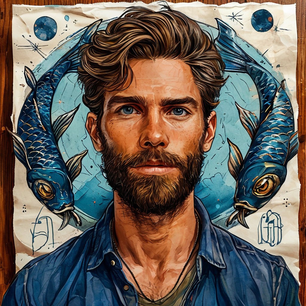 Знак зодиака - Рыбы. Изображение сгенерировано с помощью ИИ Шедеврум. 