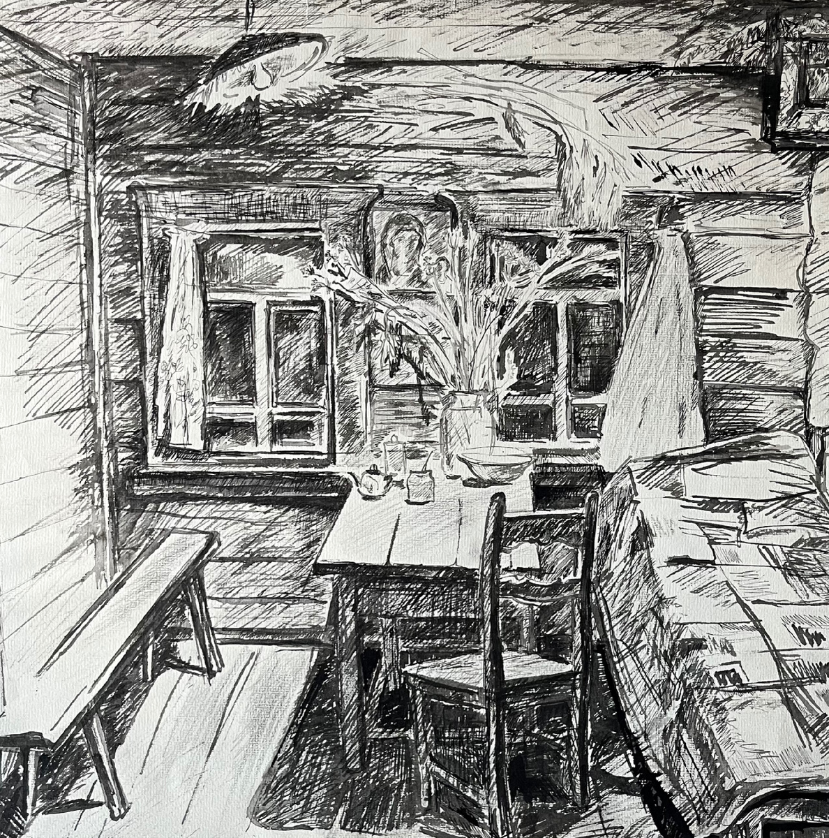 Интерьер в северной избе. Художник Иванова Г.И.