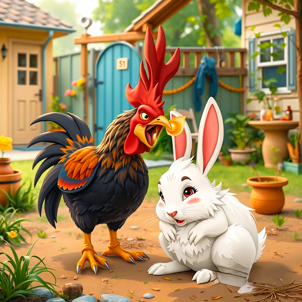 Петух нападает на Кролика - предательское столкновение