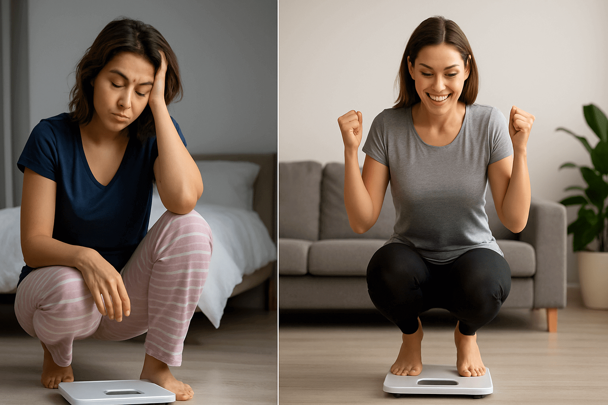    Причины утреннего «минимума» на весах и вечернего «максимума»: пустой ЖКТ, расход воды во сне, а вечером — вес пищи/жидкости и задержка воды.