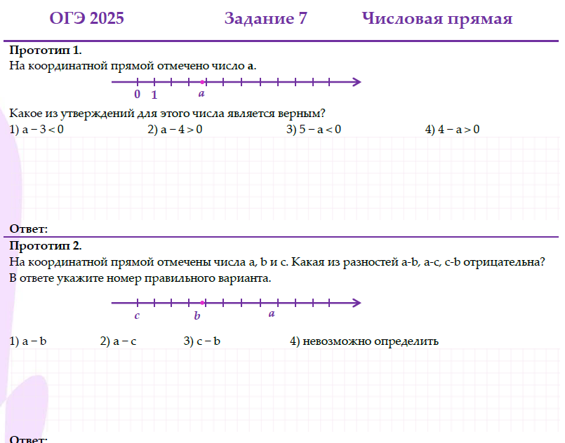 Задание 7. Числовая прямая.