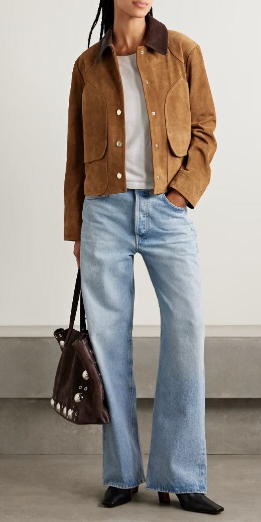 листайте галерею - замшевая куртка с джинсами
