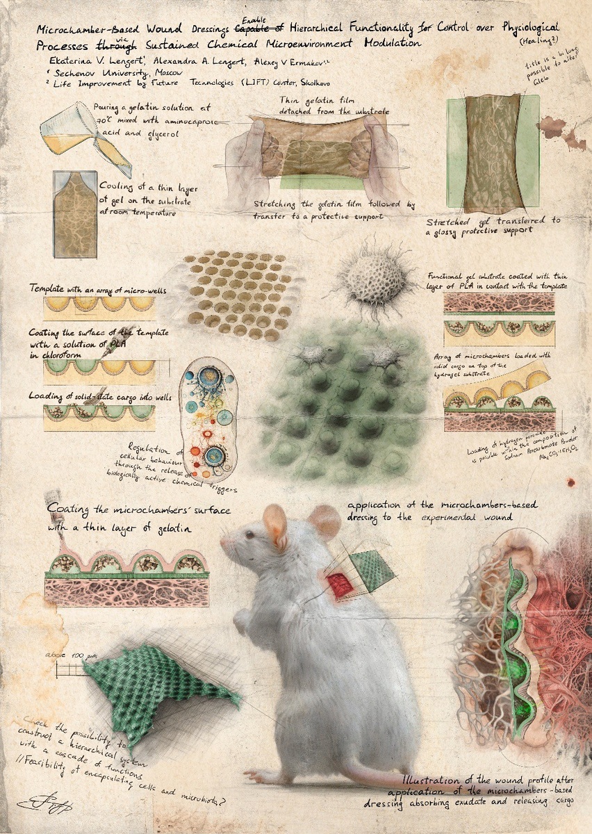    Иллюстрация процесса изготовления и работы микрокамерного материала / © Lengert et al. / Applied Materials Today, 2025.