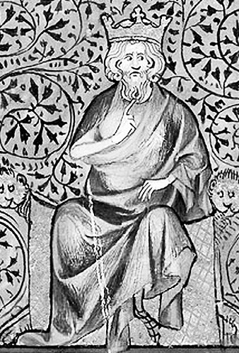 Король Дагоберт I. Миниатюра Хроники Сен-Дени. XIV в.