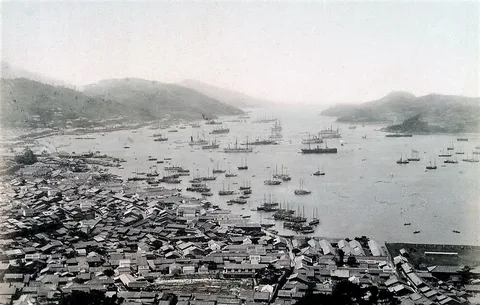Порт в Нагасаки в 1880 году. Источник: alamy.com