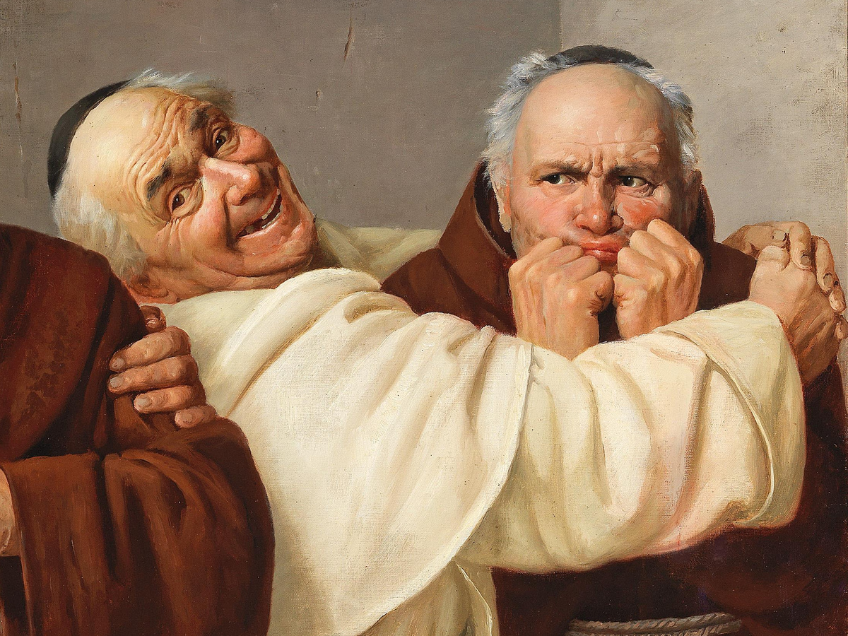 Фрагмент картины «Четыре монаха, Клаудио Ринальди, XVIII век.