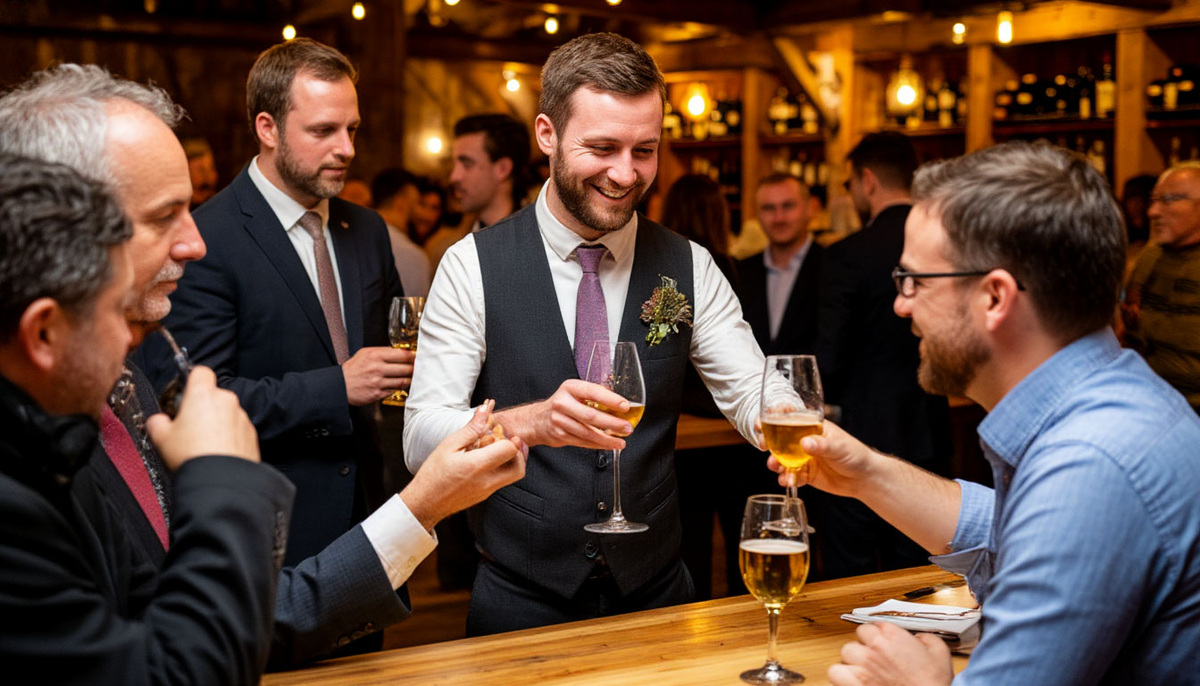 Гепотетический винный салон и сомелье с пивом