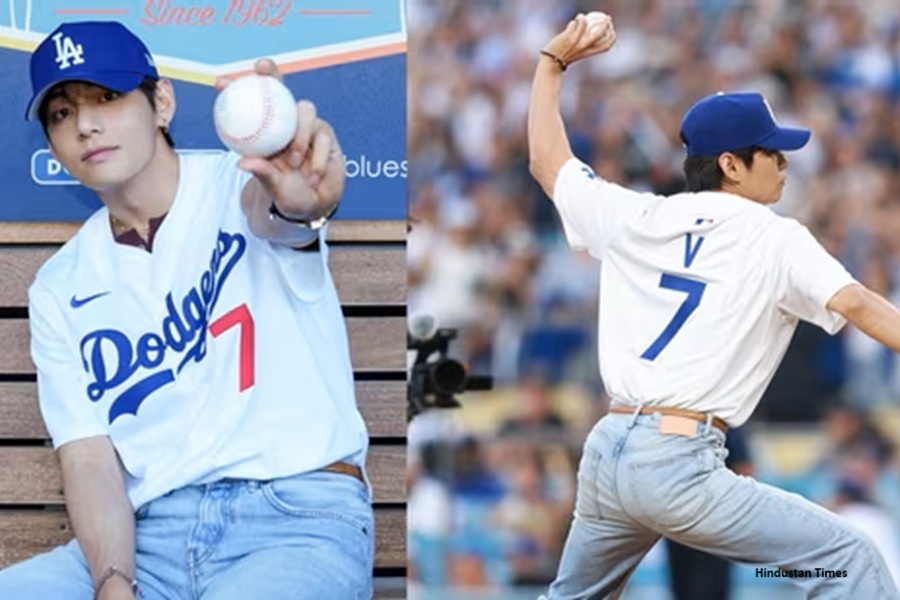 Тэхён на матче Dodgers в Лос-Анджелесе