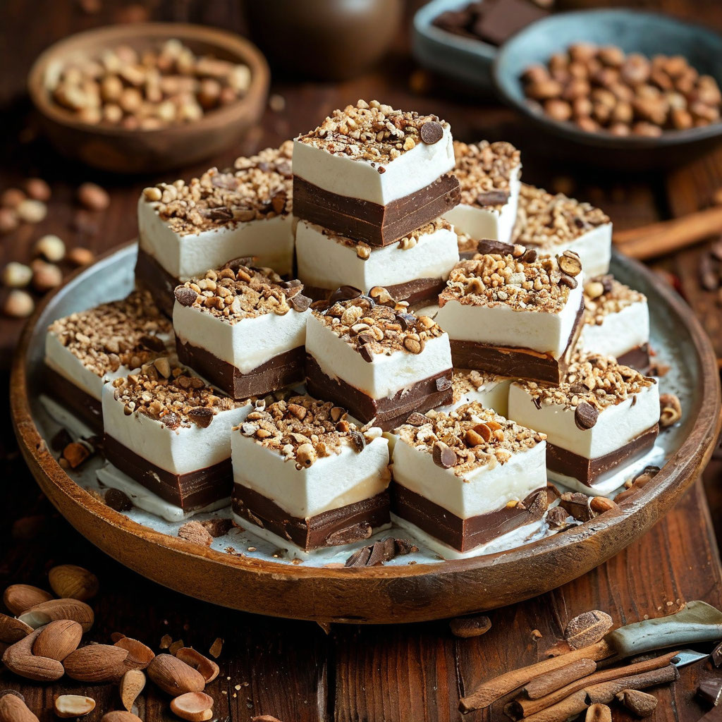 Добавление шоколада и орехов в маршмеллоу не только улучшает вкус, но и делает десерт более питательным и интересным по текстуре — хрустящие орехи хорошо контрастируют с мягкой текстурой маршмеллоу.