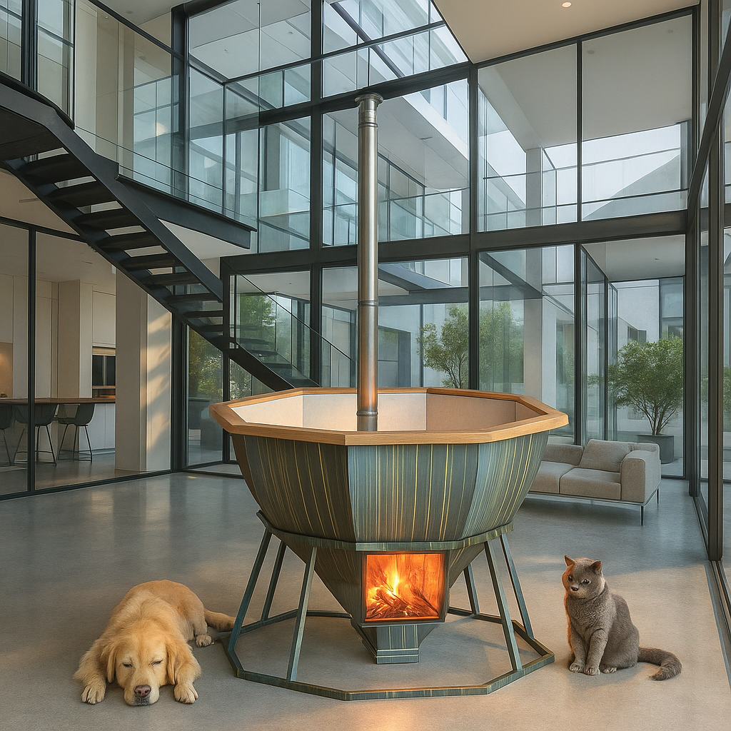    Создайте свой личный SPA-оазис: банный чан 8 граней с печью на подставке, который преобразит ваши вечера в комфортабельный рай Kamin