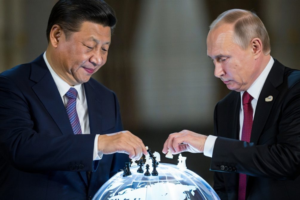   Путин и Си покажут всему миру крепость союза РФ и КНР. Иллюстрация: Блокнот