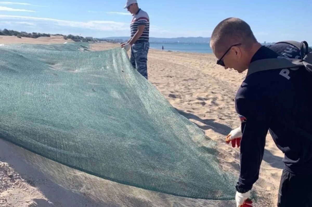    Команда Успенского района 26 августа провела замену защитных сетей на пляже в п. Джемете.