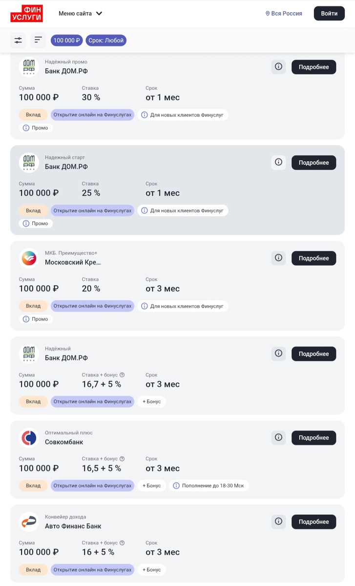 Проценты на Финуслугах вне конкуренции