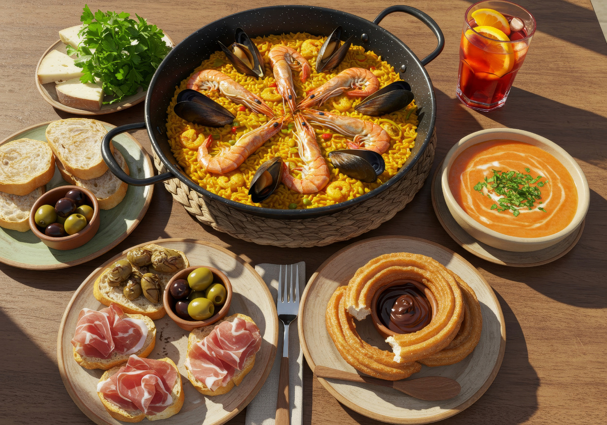 Блюда испанской кухни на столе