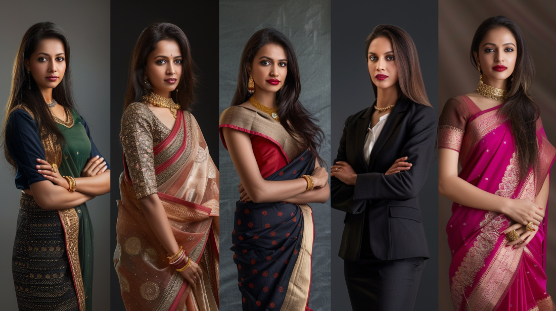 Современные индийские бизнесвумен: от традиционных сари до деловых костюмов. Новое поколение предпринимательниц, которое сочетает культурное наследие с амбициями покорить мировые рынки.