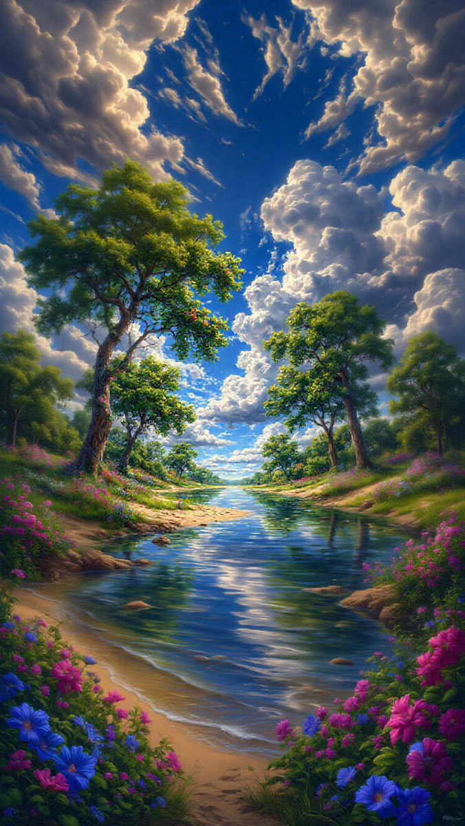 ИИ художник: Ворогушин Алексей Геннадьевич. Красивый пейзаж. Нейрохудожник. Современное искусство. Изображение создано при помощи нейронной сети Шедеврум. Ссылка на генерацию: