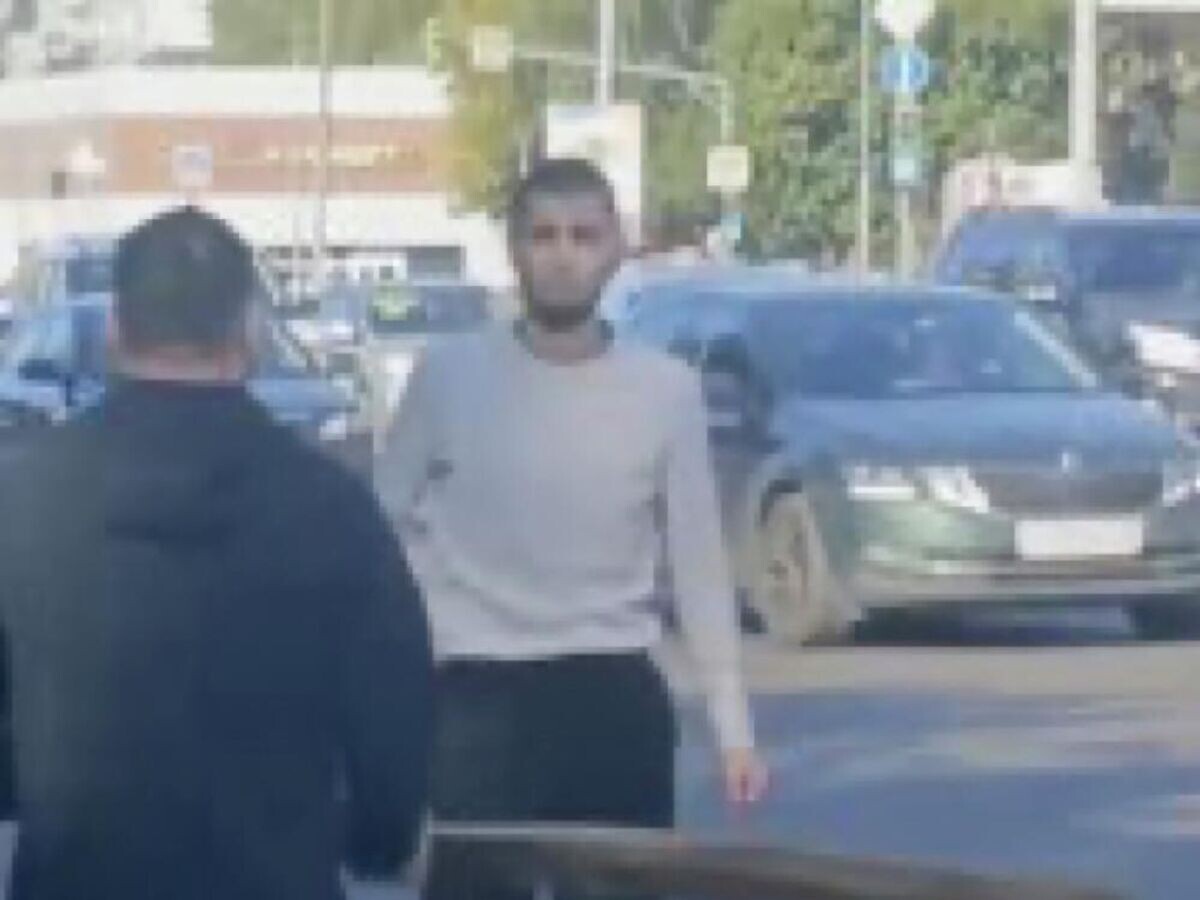    Мужчина, напавший на сотрудников полиции на Щелковском шоссе в Москве© Кадр видео из соцсетей