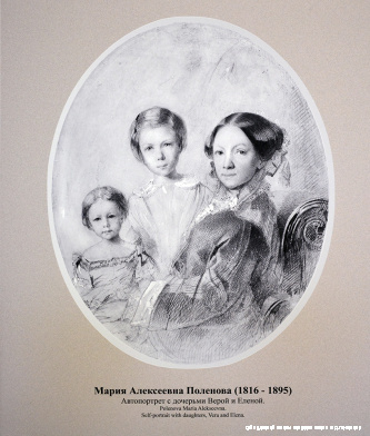 Автопортрет с дочерьми Верой и Еленой, автор Мария Поленова, источник: polenov.arts.mos.ru