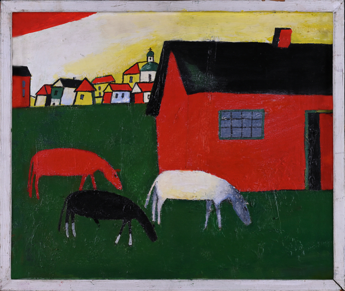 А. Новиков. Амбар. 1980. 40 х 45. картон, масло