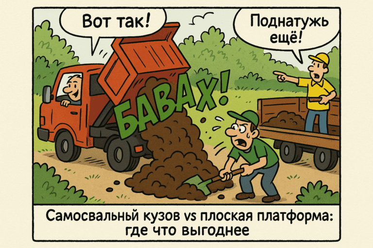    Сравнение преимуществ самосвального кузова и плоской платформы для эффективной транспортировки. Artem Motomul