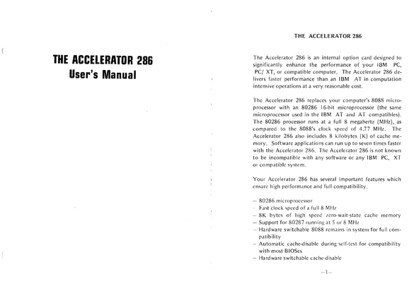 The Accelerator 286, инструкция