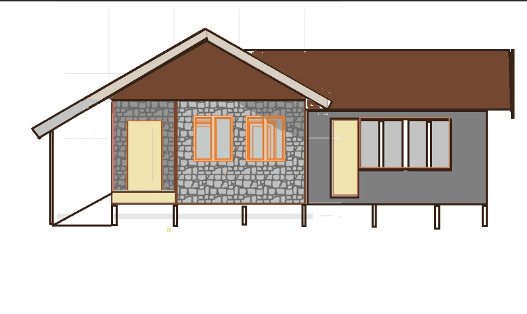 Нарисовала как смогла:) В настоящий момент у нас есть только часть, окрашенная под камень.