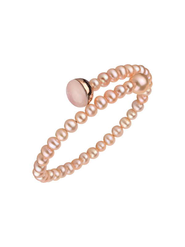 Браслет MIMI Big Bang из розового золота с жемчугом, розовым кораллом, перламутром и горным хрусталем