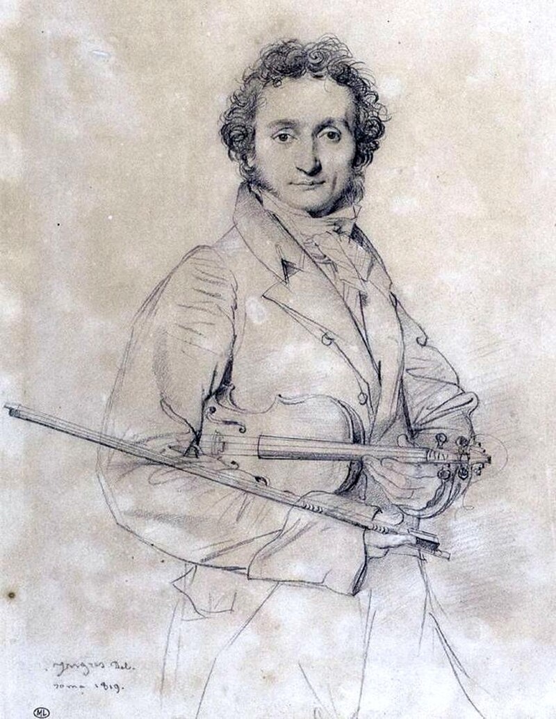 Портрет Паганини 1819 г. (автор рисунка Ж. Энгр).