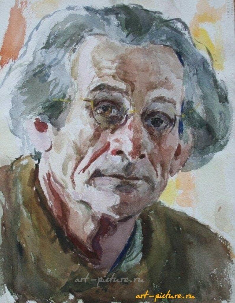 Автопортрет. Бумага, акварель. 38 х 30 см
