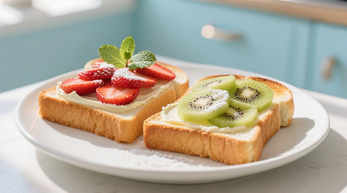 Тосты с кремом из маскарпоне с фруктами