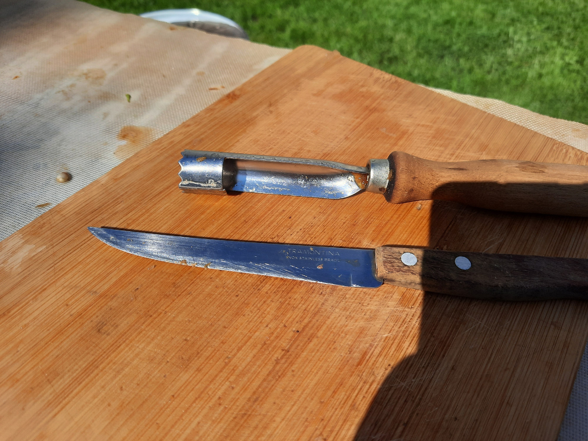 Рис. 1. Обычный нож и специальный нож для вырезания сердцевины яблок 