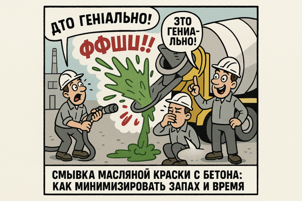    Смесь безопасных средств для эффективной смывки масляной краски с бетона.